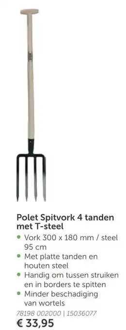 AVEVE Polet Spitvork 4 tanden met T-steel aanbieding