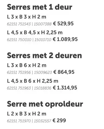 AVEVE Richel Serre met 1 deur aanbieding
