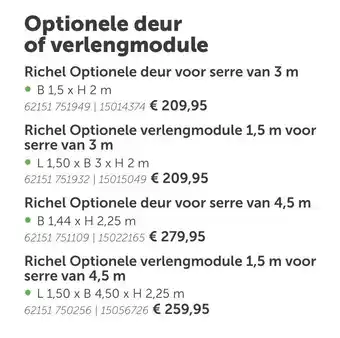 AVEVE Richel Optionele deur voor serre van 3m aanbieding