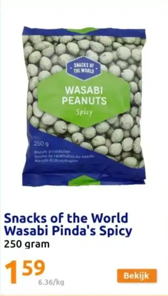 Action Snacks of the World Wasabi Pinda's Spicy 250 gram aanbieding