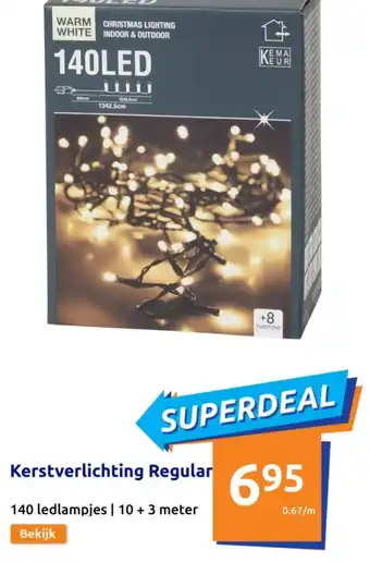 Action Kerstverlichting Regular 140 ledlampjes | 10 + 3 meter aanbieding