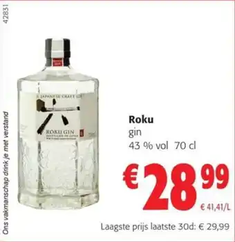 Colruyt Roku gin 43 % vol 70 cl aanbieding