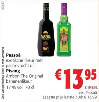 Passoã exotische likeur met passievrucht of Pisang Ambon The Original bananenlikeur 17% vol 70 cl