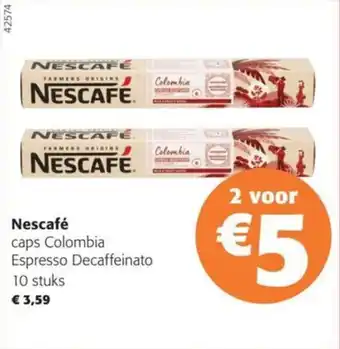 Colruyt Nescafé caps Colombia Espresso Decaffeinato 10 stuks aanbieding
