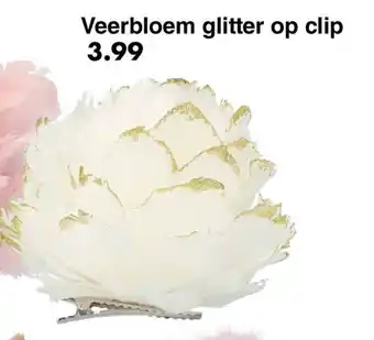 Veerbloem glitter op clip
