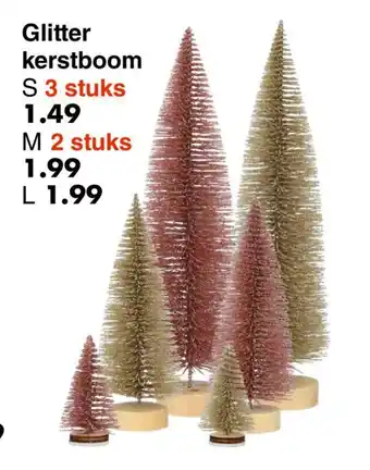 Wibra Glitter kerstboom S 3 stuks aanbieding