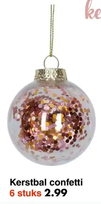 Kerstbal confetti 6 stuks