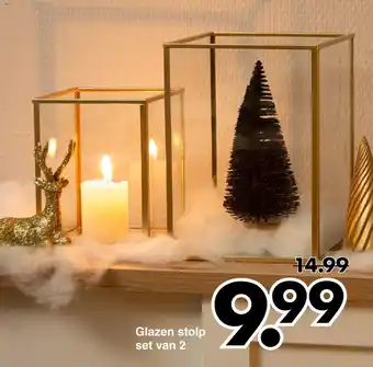 Wibra Glazen stolp set van 2 aanbieding