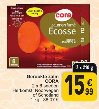Gerookte zalm CORA 2 x 210g