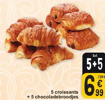 Cora 5 croissants + 5 chocoladebroodjes aanbieding