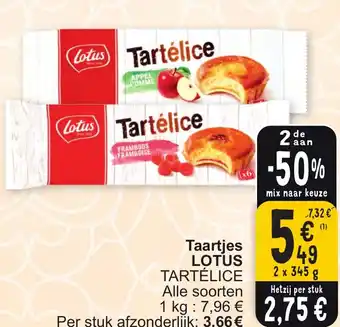 Cora LOTUS Taartjes TARTÉLICE 2 x 345g aanbieding