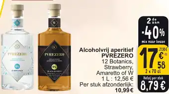 Cora PVREZERO Alcoholvrij aperitief 12 Botanics, Strawberry, Amaretto of W 2 x 70cl aanbieding