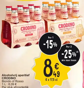 Cora CRODINO Alcoholvrij aperitief Biondo of Rosso 6x 17,5cl aanbieding