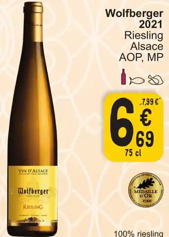 Cora Wolfberger 2021 Riesling Alsace AOP, MP 75 cl aanbieding