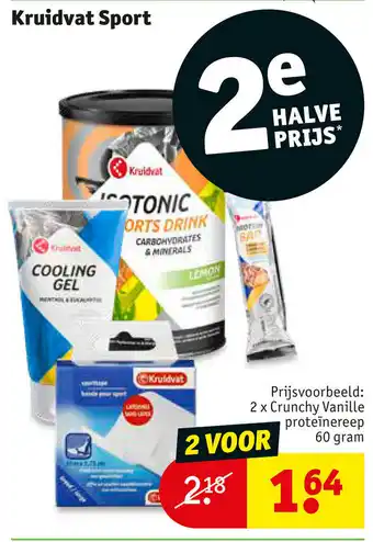 Kruidvat 2 x Crunchy Vanille proteinereep 60 gram aanbieding