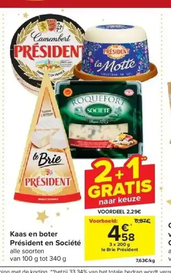 Carrefour Kaas en boter président en société aanbieding