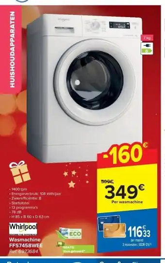 Carrefour Wasmachine ffs7458wee aanbieding