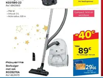 Carrefour Stofzuiger met zak ro3927ea aanbieding