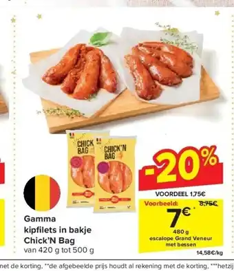 Carrefour Gamma kipfi lets in bakje chick’n bag aanbieding