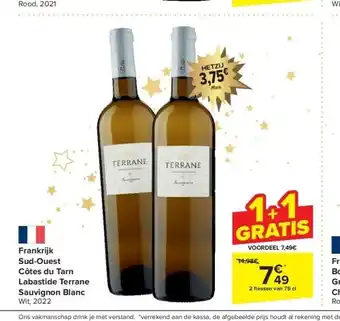 Carrefour Frankrijk sud-ouest côtes du tarn labastide terrane sauvignon blanc aanbieding
