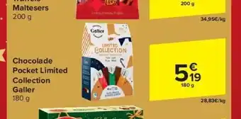 Carrefour Chocolade pocket limited collection galler 180 g aanbieding