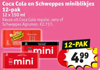 Kruidvat Coca Cola en Schweppes miniblikjes 12-pak 12x150ml aanbieding