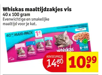 Kruidvat Whiskas maaltijdzakjes vis 40x100gram aanbieding