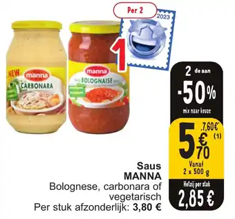 Cora Saus MANNA aanbieding