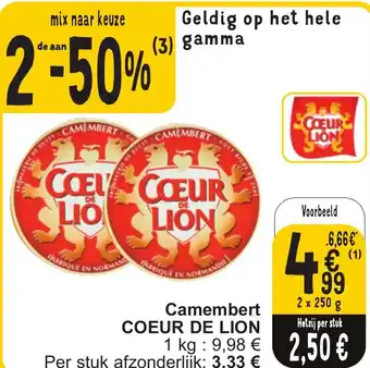 Cora COEUR DE LION Camembert 2 x 250g aanbieding
