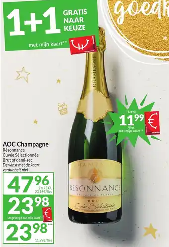 Intermarché AOC Champagne Résonnance Cuvée Sélectionnée Brut of demi-sec 2 x 75cl aanbieding
