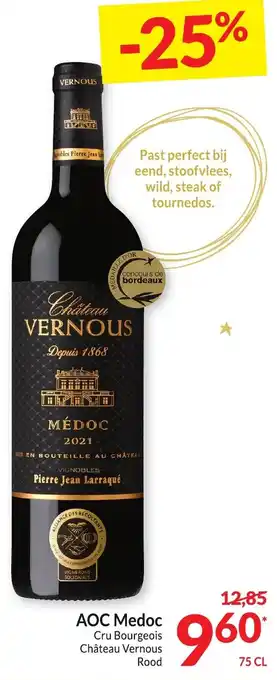 Intermarché AOC Medoc Cru Bourgeois Château Vernous Rood 75 CL aanbieding