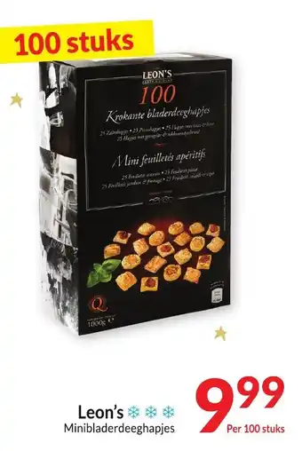 Intermarché Leon's Minibladerdeeghapjes. aanbieding