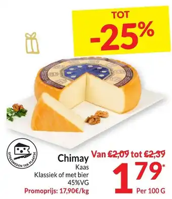 Intermarché Chimay Kaas Klassiek of met bier 45%VG 100g aanbieding