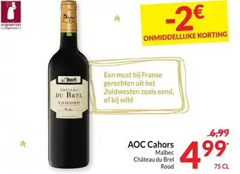 Intermarché AOC Cahors Malbec Château du Brel Rood 75 CL aanbieding