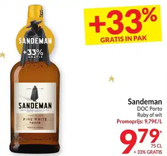 Intermarché Sandeman DOC Porto Ruby of wit 75 CL +33% GRATIS aanbieding