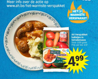 Albert Heijn Ah verspakket balletjes in tomatensaus aanbieding
