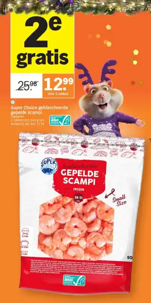 Super choice geblancheerde gepelde scampi