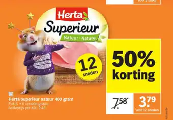 Albert Heijn Herta superieur natuur 400 gram aanbieding