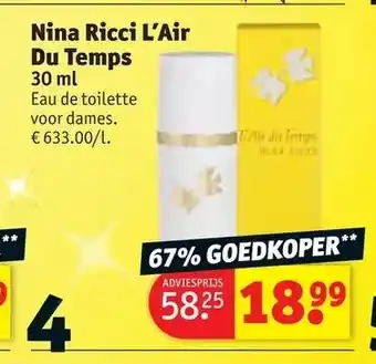 Kruidvat Nina ricci l’air du temps 30 ml aanbieding