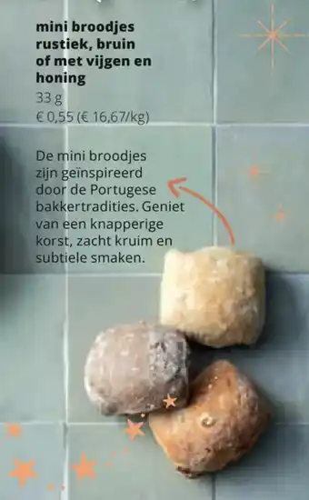 Spar Colruyt mini broodjes rustiek, bruin of met vijgen en honing 33g aanbieding