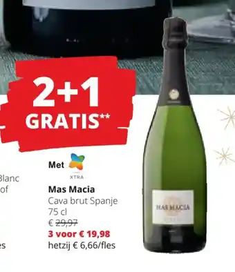 Spar Colruyt Mas Macia Cava brut Spanje 75 cl aanbieding
