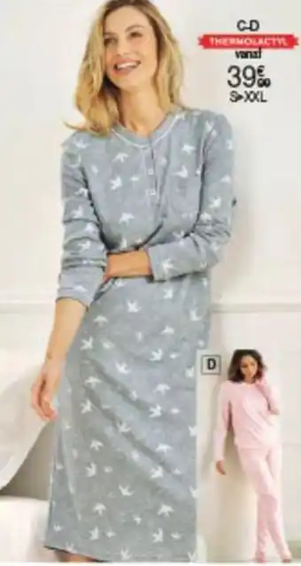 Damart DONZIG TRICOT MET PRINT VOGELS, THERMOLACTYL MET GERUWDE BINNENZIJDE aanbieding