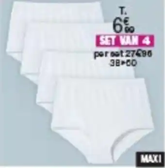 Damart SET VAN 4 MAXI-SLIPS IN ZUIVER KAMKATOEN MET SIERSTEEK aanbieding