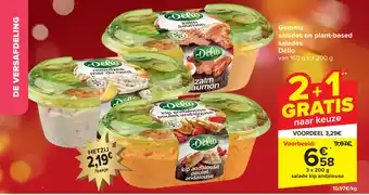 Carrefour Market Gamma salades en plant-based salades Delio 3 x 200g aanbieding