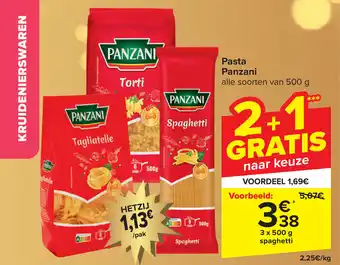 Carrefour Market Pasta Panzani 3 x 500g aanbieding