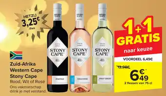 Carrefour Zuid-Afrika Western Cape Stony Cape 2 flessen van 75 cl aanbieding