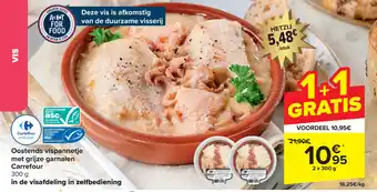 Carrefour Oostends vispannetje met grijze garnalen Carrefour 2 x 300g aanbieding