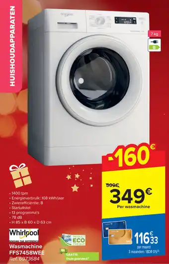 Carrefour Wasmachine FFS7458WEE aanbieding