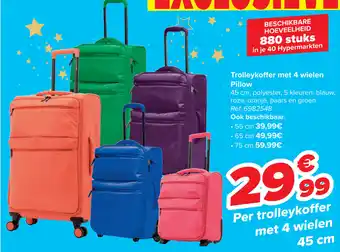 Carrefour Trolleykoffer met 4 wielen Pillow 45cm aanbieding