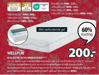 Jysk Gold f85 schuimmatras aanbieding